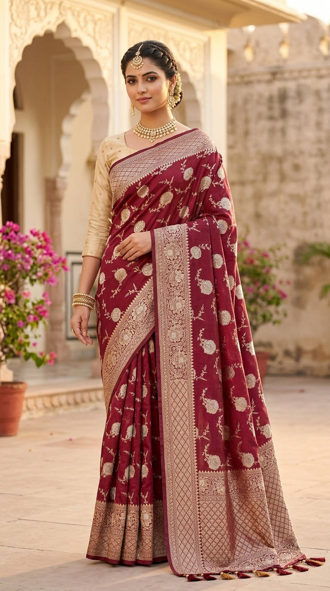 Banaras Katan Silk Brown Main Image