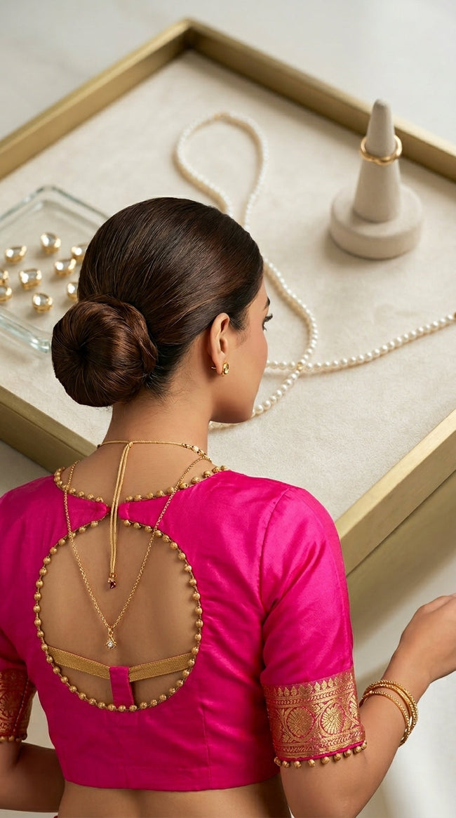 Banaras Silk Saree pink Hover Image