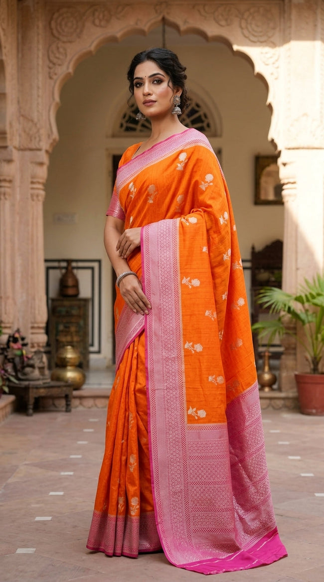 Banaras Silk Saree Red Main Image