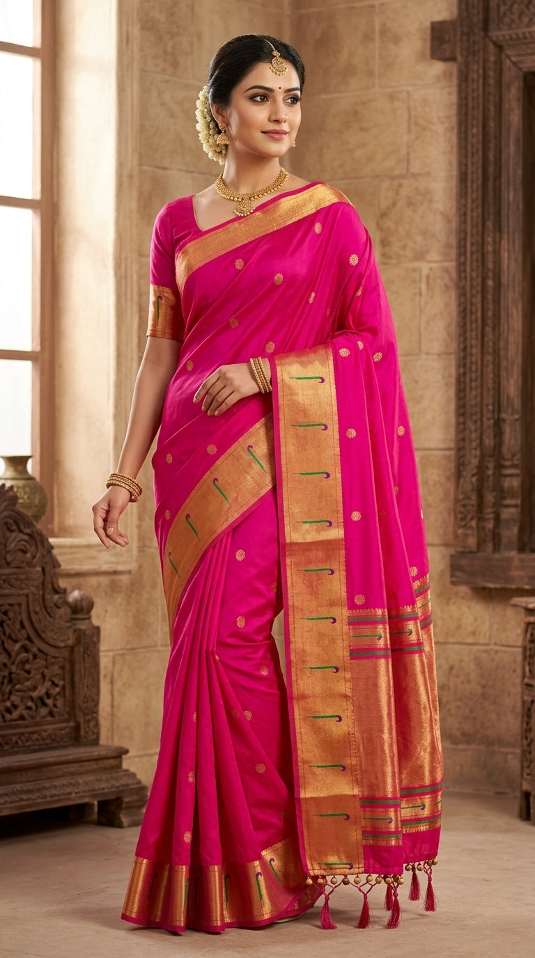 PaithaniSilk Hotpink