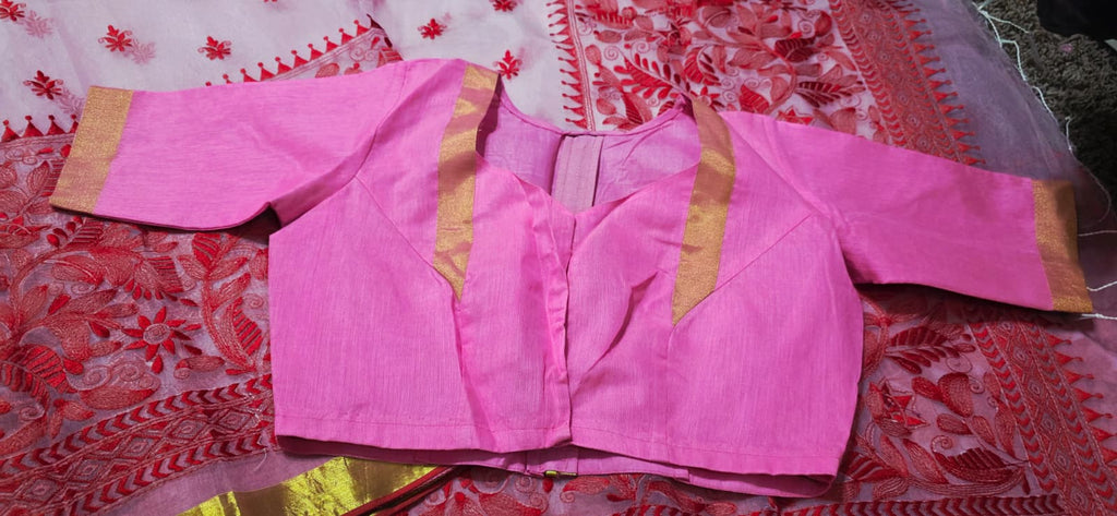 Baby Pink Masleen Jamdani Embriodary Handloom Saree  SilkMarkCertified